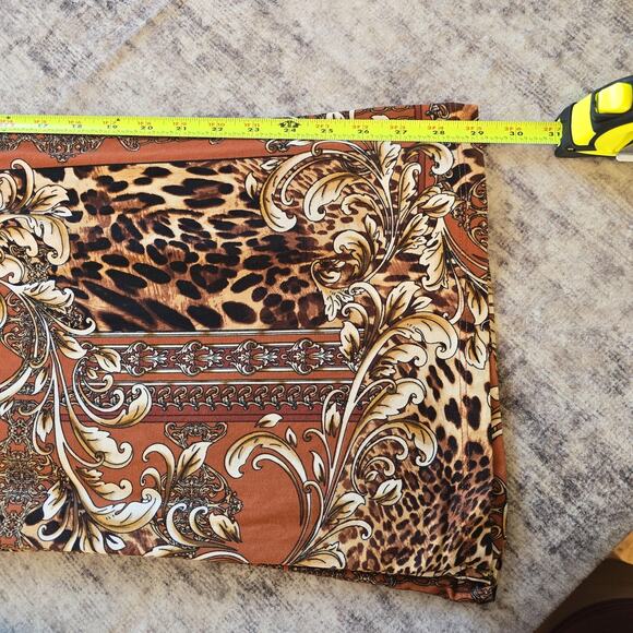 Maxine Nichols Pants Womens Large Brown Leopard Baroque Palazzo Stretch Pull On - Picture 7 of 8